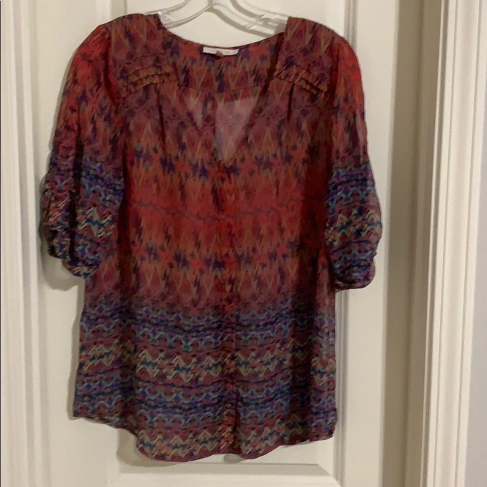 Skies are blue multicolored short sleeve shirt